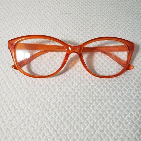 New Betsey Johnson +1.50 Cat Eye Reading Glasses Orange Frame Pinup Retro - Picture 1 of 4